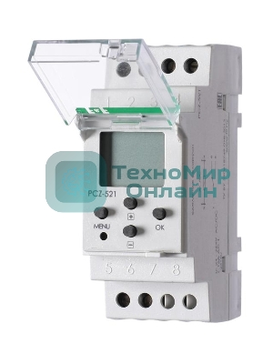 Реле времени PCZ-521 (1канал-125пар вкл./выкл. сут./нед. циклы 24-264В AC/DC 16А 1перекл. IP20 монтаж на DIN-рейке) F&F EA02.002.001