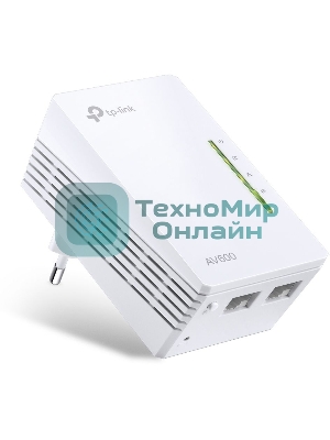 Сетевое оборудование TP-Link TL-WPA4220 300Mbps Wireless AV500 Powerline Extender, 500Mbps Powerline Datarate, 2 10/100Mbps Fast Ethernet ports, HomePlug AV, Plug and Play, WiFi Clone, Single Pack