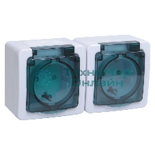 Розетка 2-м ОП Гермес Plus РСб22-3-ГПБд с защ. крышкой с заземл. IP54 (цвет крышки дымчатый) IEK ERMP22-K03-16-54-EC