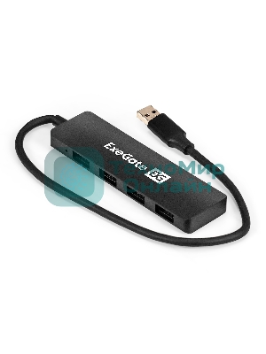 USB-концентратор 4-в-1 ExeGate DUB-4P/3 (кабель-адаптер USB3.0 --> 4xUSB3.0, Plug&Play, черный)