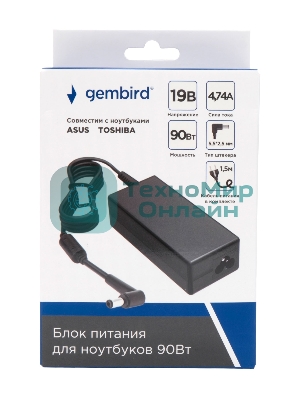 Блок питания Gembird для ноутбуков Asus, Toshiba 19В/4,74А, 90Вт, 1 штекер 5,5х2,5мм (NPA-AC17)