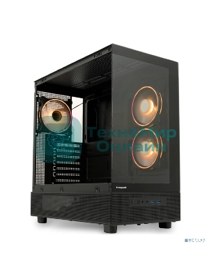 Компьютерный корпус HSPD F710, Panoramic Mid Tower, черный, TG, 0.5 SPCC, 3x120мм ARGb E-ATX, ATX, mATX, mITX 185/395/270мм 2x2.5