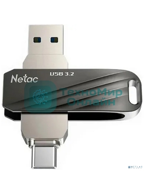 Флешка USB Netac US11 черный 64Gb USB Type-A + USB Type-C, metal/plastic case