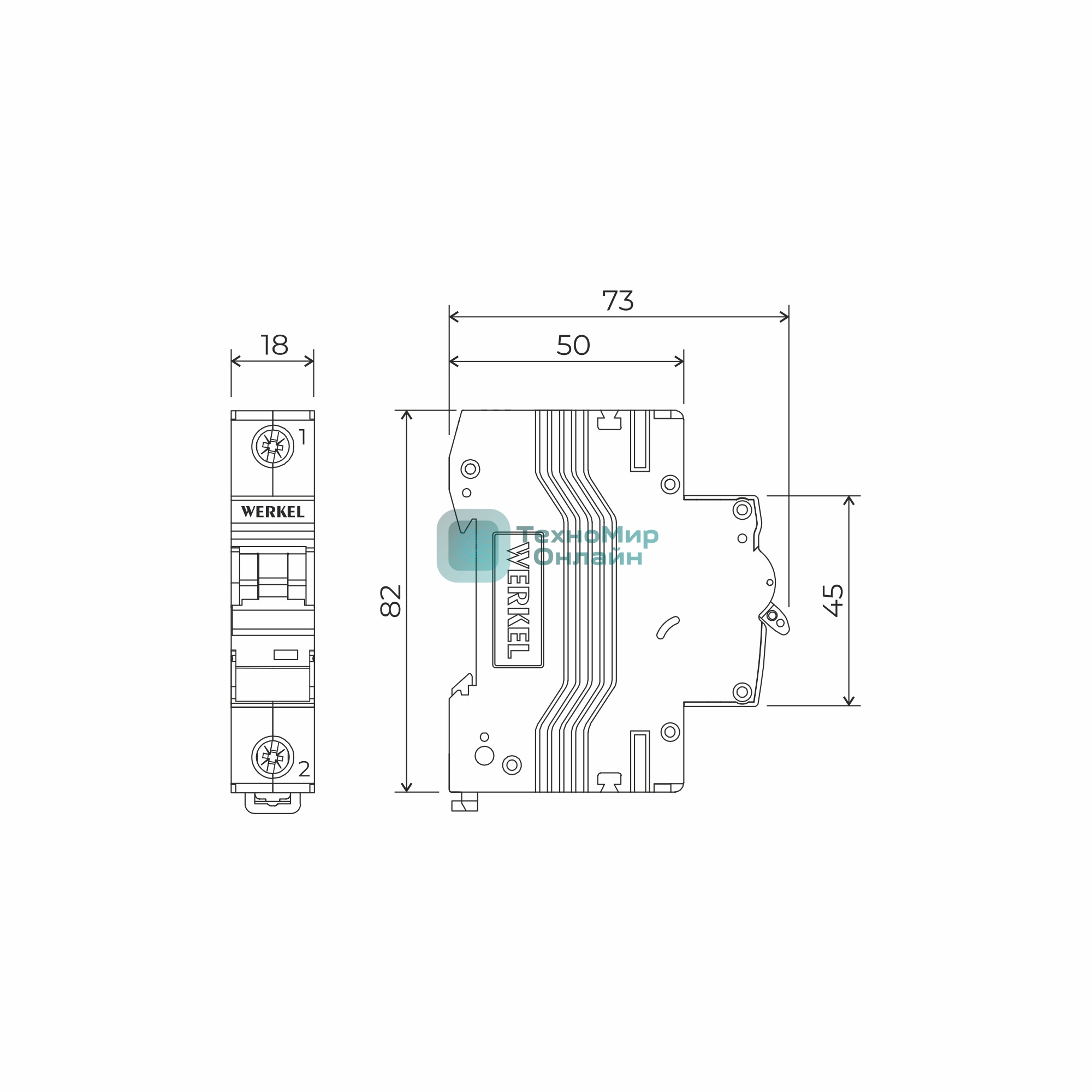 Автоматический выключатель Werkel 1P  50 A  C  6 кА W901P506