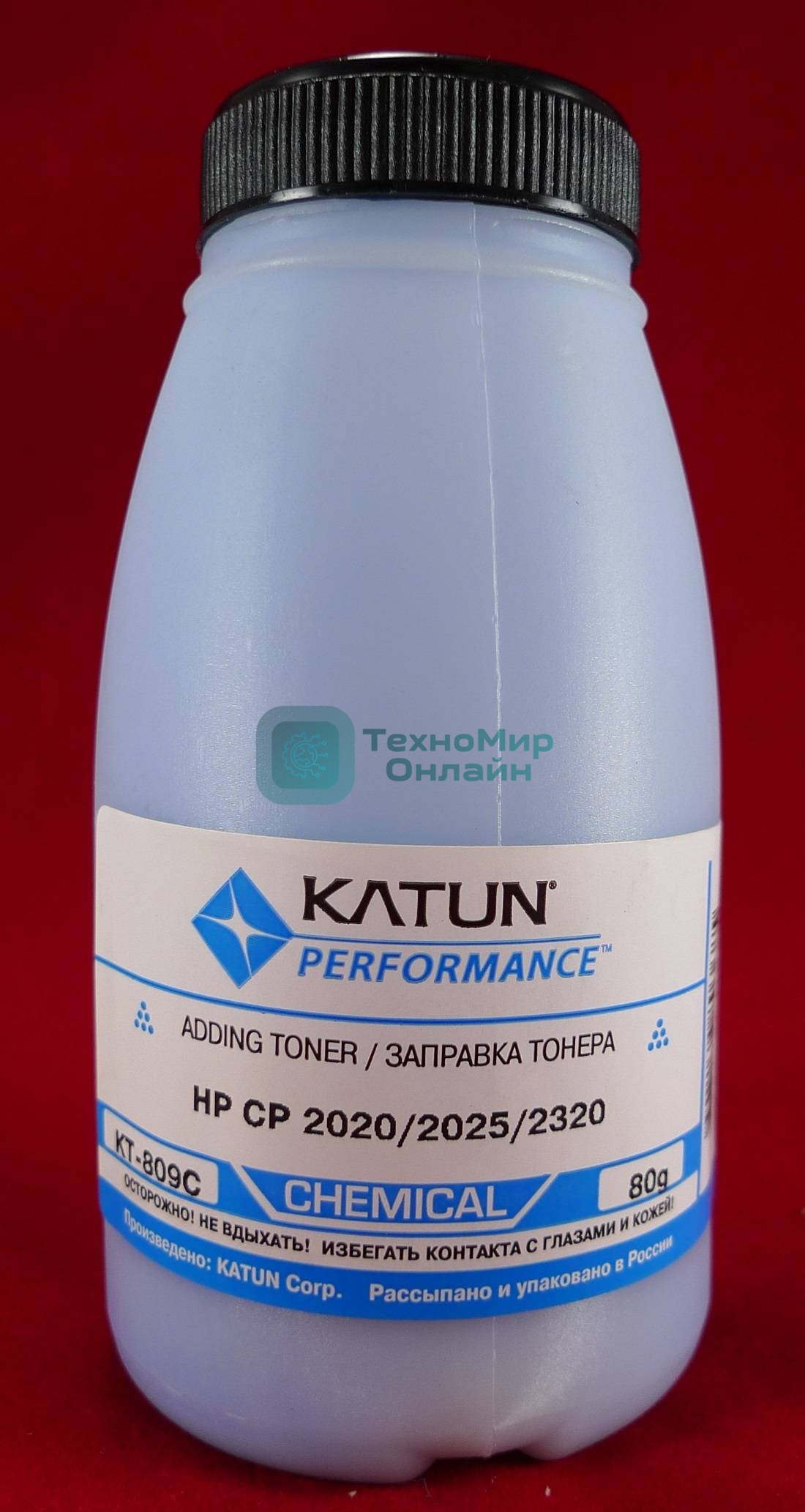 Тонер HP CP2020/2025/CM2320 Cyan, химический (фл.80г.) Katun фас. России
