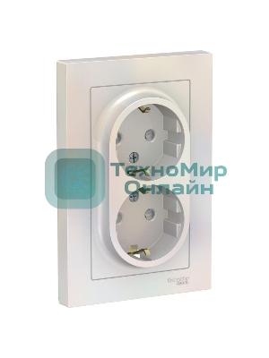 Розетка 2-м СП AtlasDesign 16А IP20 с заземл. защ. шторки в сборе жемчуж. SchE ATN000426