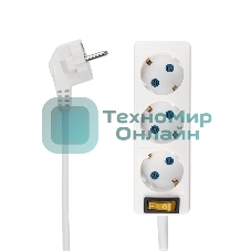 Удлинитель PROconnect 3 гнезда, 1.5 м, 3х0.75 мм², с/з, с кнопкой, белый