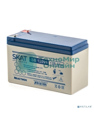 Батарея для ИБП свинцово-кислотная SKAT SB 1209S тип AGM 12V 9А·ч I зар. 2,6 А (ножевые клеммы) (8970)