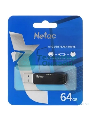 Флешка USB Netac US11 черный 64Gb USB Type-A + USB Type-C, metal/plastic case