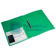 Папка на 2-х кольцах Бюрократ -0818/2RGRN A4, пластик, 0.7мм корешок 18мм, внутренний и торцевой карман, зеленый