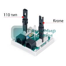 Розетка в сборе Cabeus, 2x RJ45(8P8C), кат. 6, неэкр., внешняя, белый, (WS-8P8C-Cat.6-2)