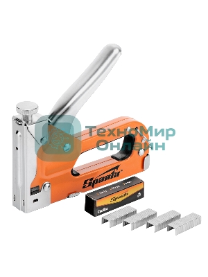 Степлер Sparta мебельный регулируемый со скобами 200 шт тип скобы №53 4-14 мм