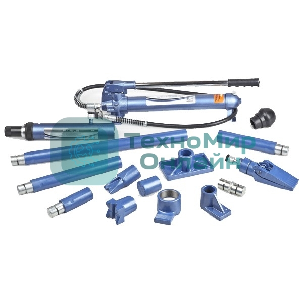 Растяжка гидравлическая Stels 51355 10 т, набор из 17 предметов, 7 сменных насадок, в пласт. кейсе