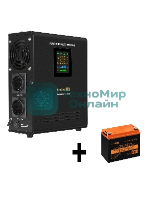 Комплект Источник бесперебойного питания EX295996RUS + батарея 33Aч EX285664RUS 1шт (инвертор, синус, для котла, настенный) ExeGate FineSine SX-800.LCD.AVR.2SH <800VA/500W, чистая синусоида, цветной LCD-дисплей, AVR, 2*Schuko, линейно-интерактивный, крепление настенное/универсальное, Black> + батарея ExeGate HRL 12-33 (12В, 33Ач) 1шт