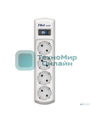 Сетевой фильтр Pilot mini 10 м, 4 розетки, белый, коробка