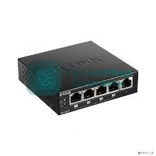Коммутатор неуправляемый D-Link DGS-1005P/B3A с 5 портами 10/100/1000Base-T (4 порта PoE 802.3af/at, PoE-бюджет 60 Вт)