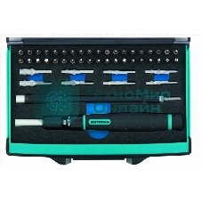 Отвертка Gross 11599 с набором бит и торцевых головок для точных работ гибкий привод. 48 штук crmo