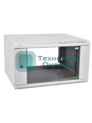 Шкаф настенный ЦМО ШРН-Э-18.500 18U 600x520мм пер.дв.стекл несъемные бок.пан. серый