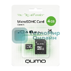 Флеш карта QUMO QM4GMICSDHC4 4Gb MicroSDHC Class 4, SD adapter