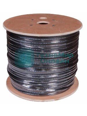 Кабель витая пара Rexant F/UTP, cat.5e, PE, 4PR, 24AWG, внешний, черный, с тросом, 305 м