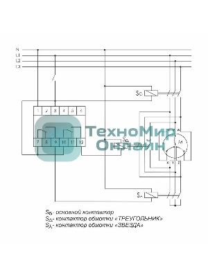 Реле времени PCG-417 (звезда-треугольник для пуска электродвиг. 230В 2х8А 2НО IP20 монтаж на DIN-рейке) F&F EA02.001.020