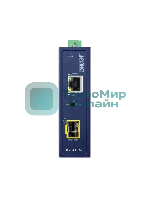 Медиаконвертор PLANET IGT-815AT IP30 Compact size Industrial 100/1000BASE-X SFP to 10/100/1000BASE-T Media Converter (-40 to 75 C, LFP Supported)