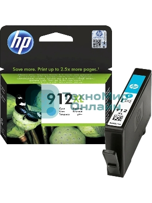 Картридж струйный HP 912 3YL81AE голубой (825стр.) для HP OfficeJet 801x/802x