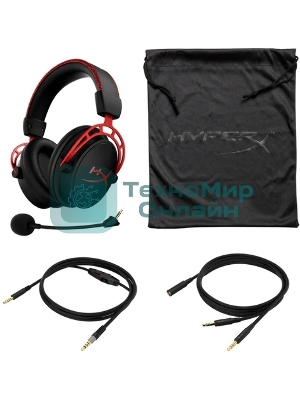 Гарнитура HyperX Cloud Alpha чёрный-красный, проводная, 2 x 3.5 мм, съёмный микрофон с шумоподавлением, регулятор громкости на кабеле