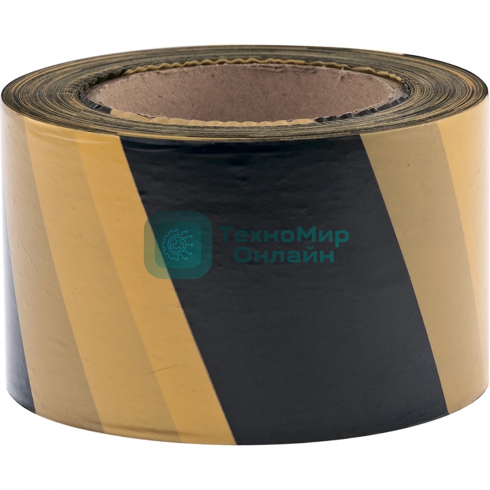 Лента сигнальная Сибртех, 75 мм х 200 м черно-желтая