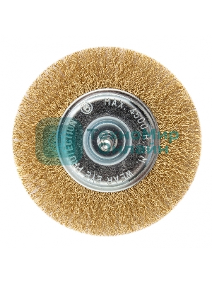 Щетка Matrix для дрели 100 мм, плоская со шпилькой, латунированная витая проволока