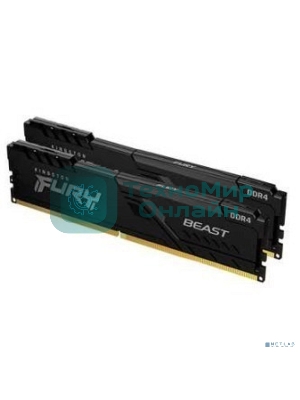 Оперативная память Kingston Fury Beast, DDR4, 16GB (2x8GB), 3600MHz, CL17, DIMM, с радиаторами, черный
