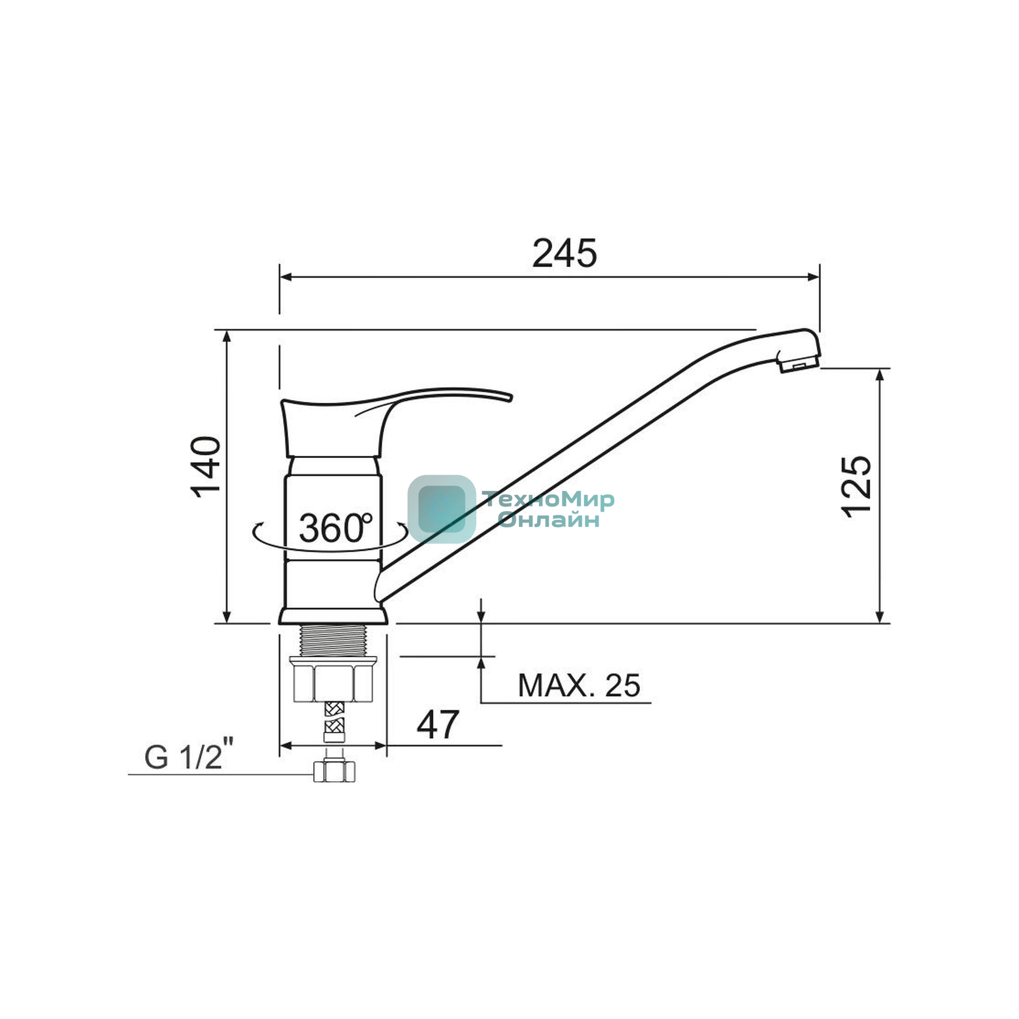 SL86-004FBS-25 Смеситель для кухни, ø35