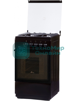 Плита Газовая Flama FG 24022 B коричневый (стеклянная крышка) реш.чугун