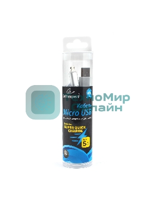 Кабель USB2.0 Cablexpert CC-U-mUSB02S-1.8M, AM/microB, серия Ultra, длина 1.8м, серебристый, блистер
