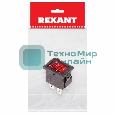 Выключатель клавишный Rexant 250V 6А (4с) ON-OFF красный с подсветкой Mini (RWB-207, SC-768)