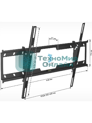 Кронштейн Holder LCD-T6628-B черный Диагональ: от 32-70. до 45кг. от стены: 57мм. Угол наклона:+2⁰ + 15⁰, Поворот:0⁰ Vesa  600*400, 400*400, 400*200, 400*300, 300*300, 200*300, 200*200, 100*100
