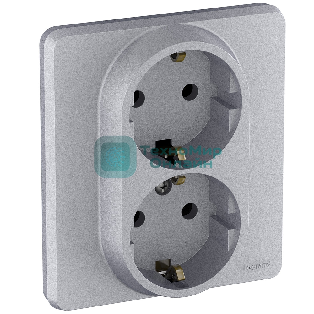 Розетка 2 x 2К+З немецкий стандарт 16А 250 В алюминий