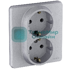 Розетка 2 x 2К+З немецкий стандарт 16А 250 В алюминий