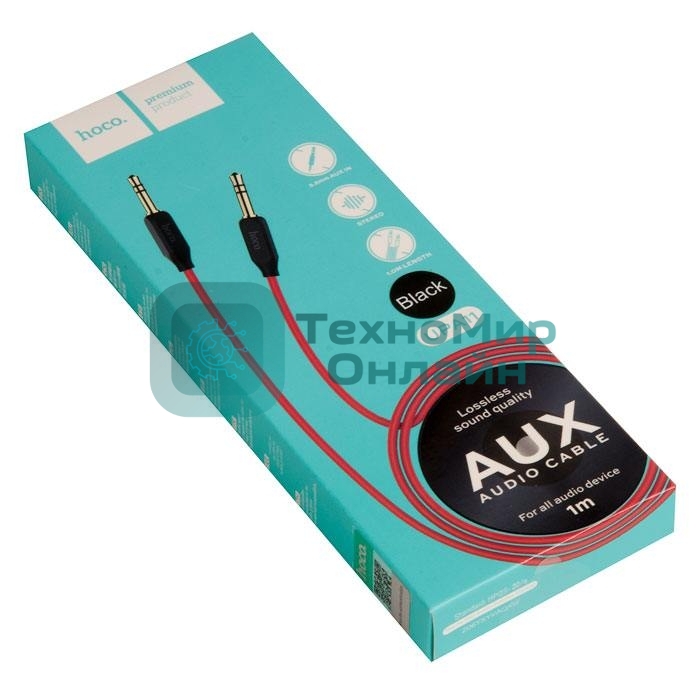 Аудио кабель 3.5 мм jack - 3.5 мм jack/HOCO HC-79293 UPA11/1m/позолоченные контакты/черный AUX