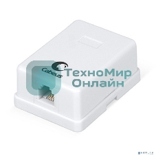  Розетка телефонная RJ-12(6P4C), одинарная, внешняя, белая Cabeus WS-6P4C-TEL-1