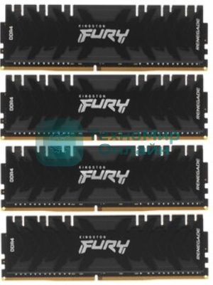 Оперативная память Kingston Fury Renegade, 64Gb (4x16GB), DDR4, 3600MHz, CL16, DIMM, с радиаторами, серый/черный