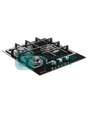 Варочная поверхность MONSHER MGG 44 Noir, High-Tech, газ, 45 см, газ-контроль, автоматический электроподжиг, чугунные решетки, форсунки под сжиженый газ, конфорки SABAF, поворотные переключатели, цвет черный