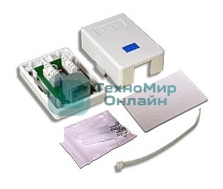 Розетка TWT (TWT-SM1-45-WH) настенная 1 порт RJ-45 категории 5е. UTP. белая