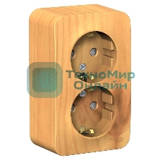 Розетка 2-м ОП Blanca 16А IP20 250 В с заземл. защ. шторки с изолир. пластиной ясень SchE BLNRA011215