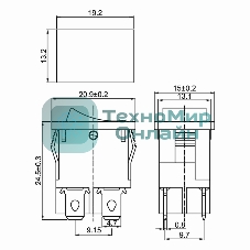 Выключатель клавишный Rexant 250V 6А (4с) ON-OFF красный с подсветкой Mini (RWB-207, SC-768)