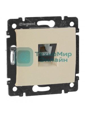 Розетка телефонная Valena RJ11 4 контакта 1 коннектор (слоновая кость) Legrand 774338
