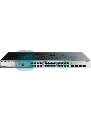 Коммутатор D-Link DGS-1210-28/ME/B2A, L2 Managed Switch with 24 10/100/1000Base-T ports and 4 1000Base-X SFP ports.16K Mac address, 802.3x Flow Control, 4K of 802.1Q VLAN, 802.1p Priority Queu