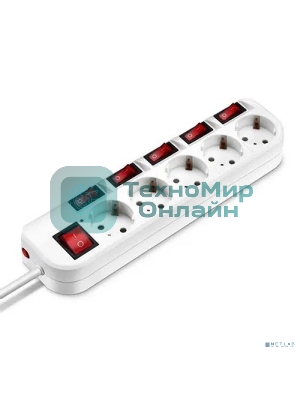 Сетевой фильтр Buro 500SH-3-SW-W 3 м, 5 розеток, белый, коробка