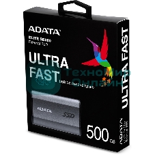 Внешний SSD ADATA Elite SE880, 500 Gb, USB 3.2 Gen 2x2 Type-C, R/W 2000/2000, серый
