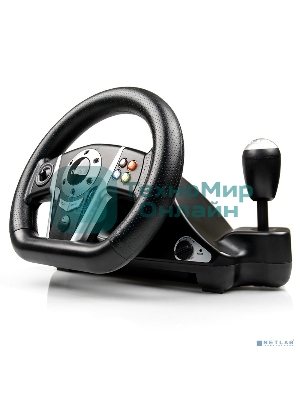 Игровой руль Dialog GW-135VR GranTourismo - эф.вибрации, 2 педали, рычаг ПП, PC USB
